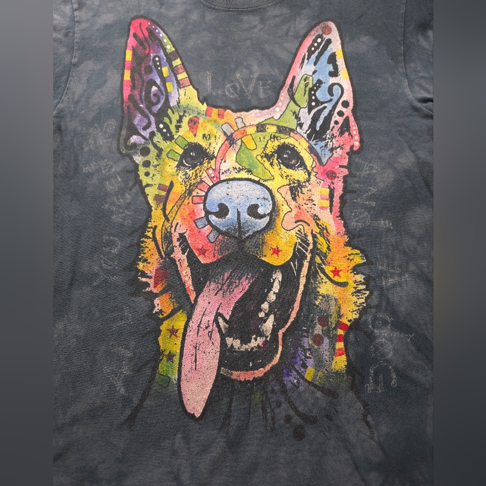 The Mountain Love Shepherd colorful, psychedelic tie-dye T-shirt Size‎ Medium